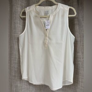 J. Crew Factory Cream Sleeveless Blouse NWT med petite